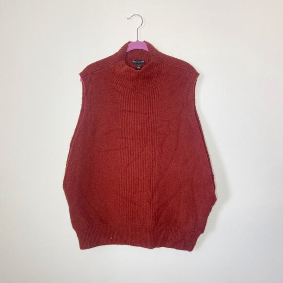 NEW Banana Republic Burnt Orange Alpaca Blend Envelope Hem Sweater Vest Large - Picture 1 of 5